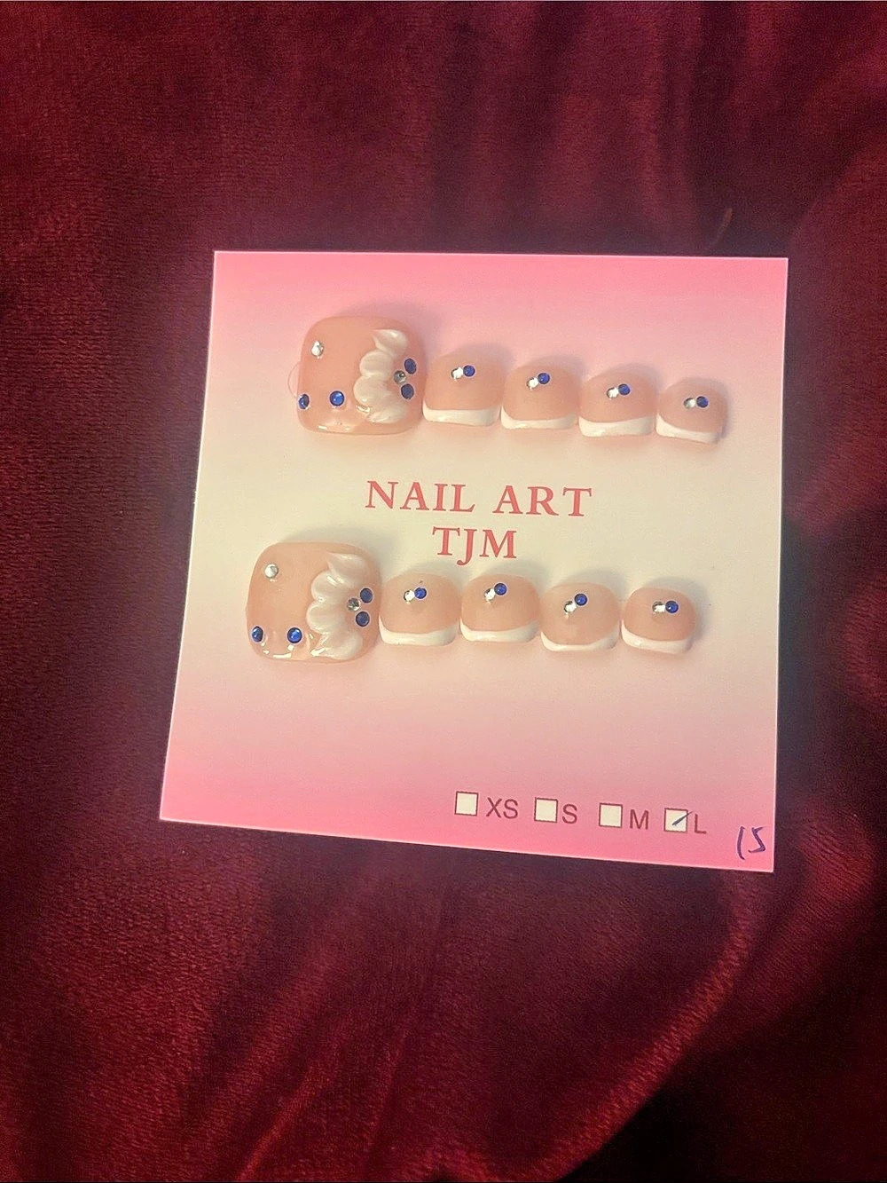 Nail Art TJM Press-On Nails Pink & White NWT